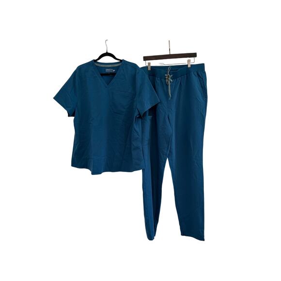 Fabletics Tops - NWT Fabletics Scrub Set Vital Top/Ion Pant Womens 2X/Tall Caribbean Blue READ